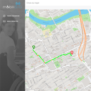 Picture of mobilisig website with accessible path draw on it